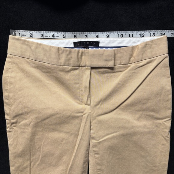 Theory Pants Womens‎ 2 Tan Khaki Straight Leg Cropped Career Workwear - Picture 4 of 8